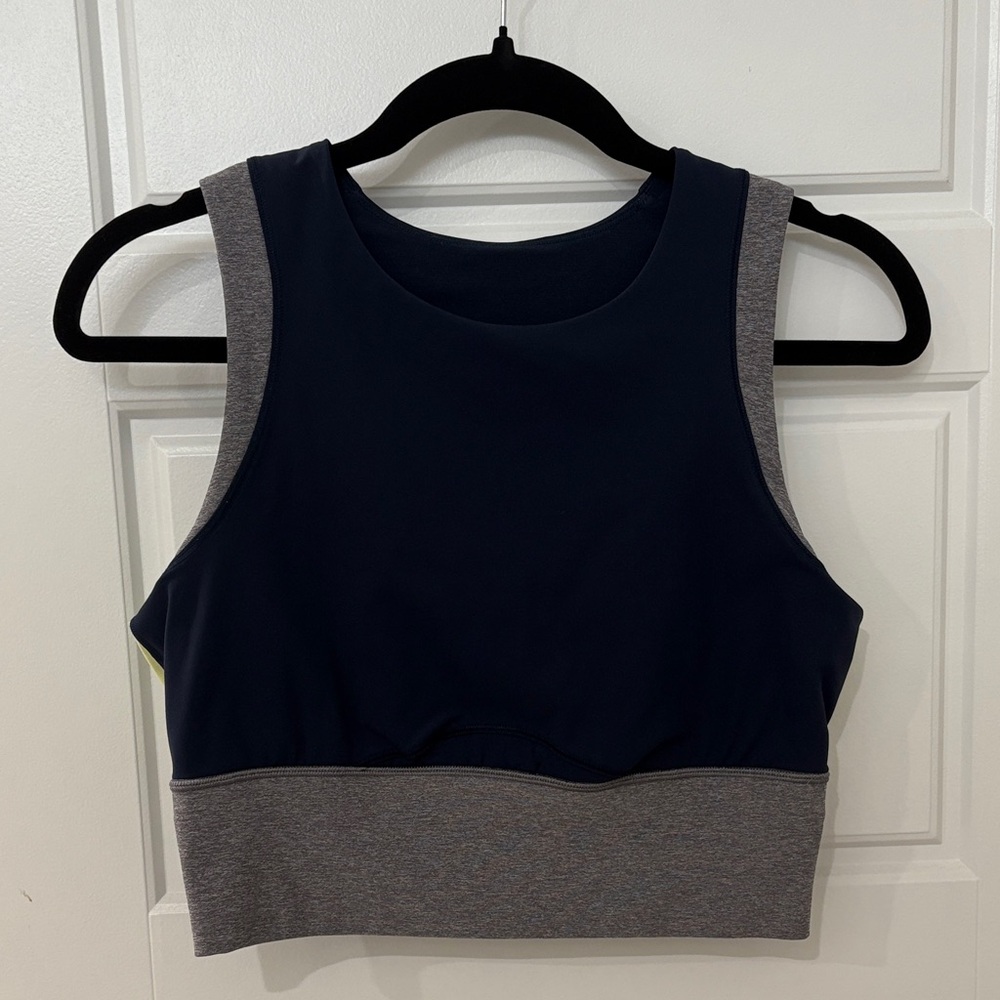 Lululemon Athletica Navy and Yellow Crop Top